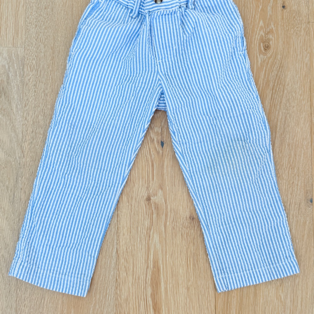 Seersucker Blue Striped Pants
